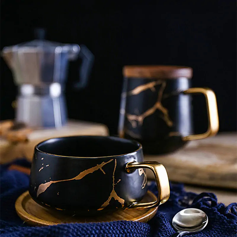 Ekko Maison Coffee Mugs Marble Gold Inlay