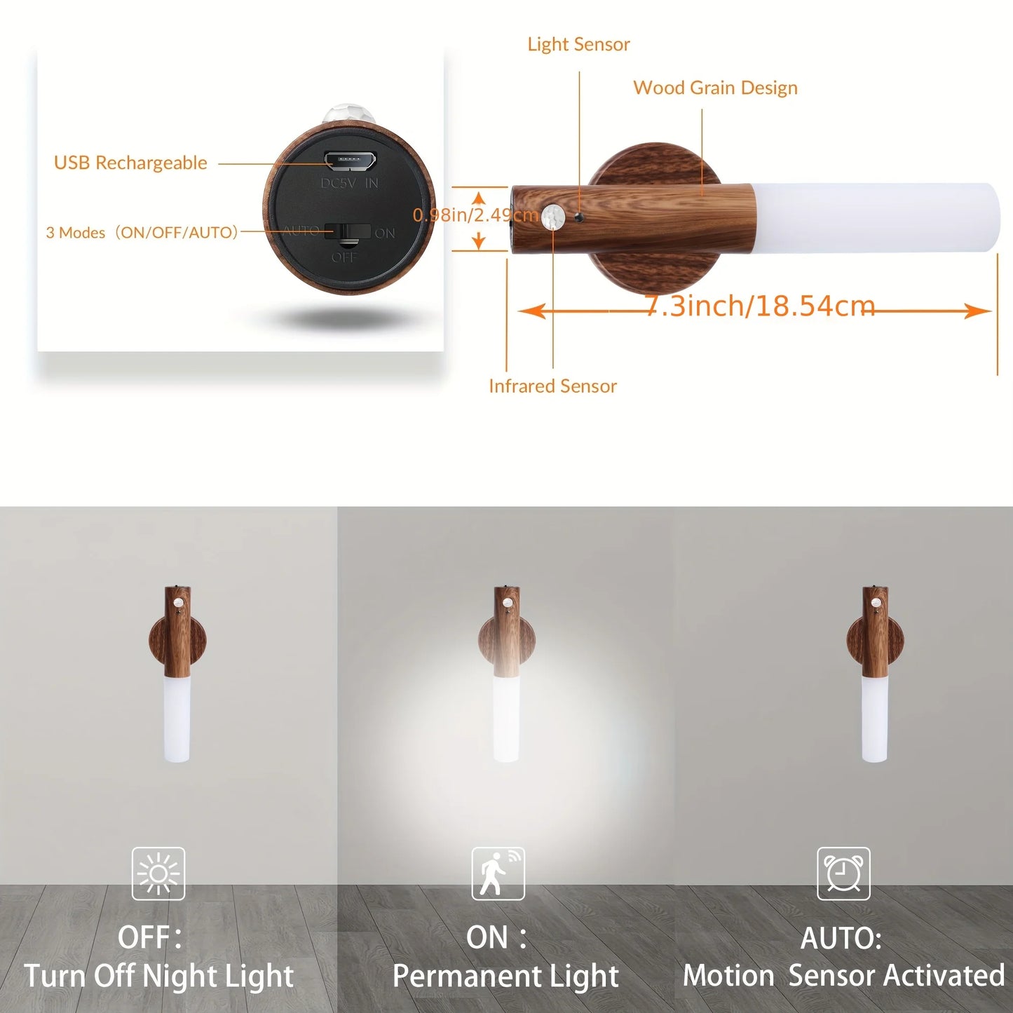 Ekko Maison Wood Motion Sensor Light