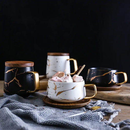 Ekko Maison Coffee Mugs Marble Gold Inlay